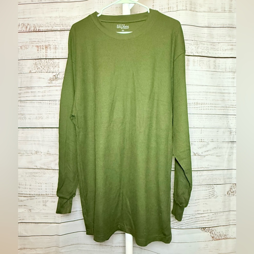 Galaxy by Harvic Olive Waffle-Knit Thermal Long Sleeve Shirt – Size 3XL